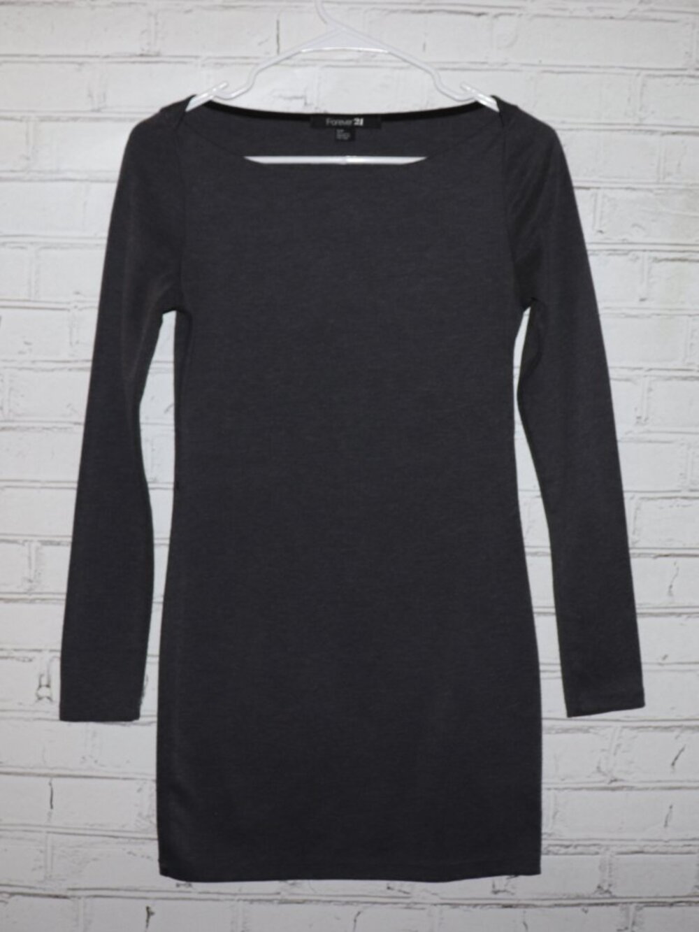 🖤 Forever 21 Long‑Sleeve Knit Dress · Size S · Dark Gray